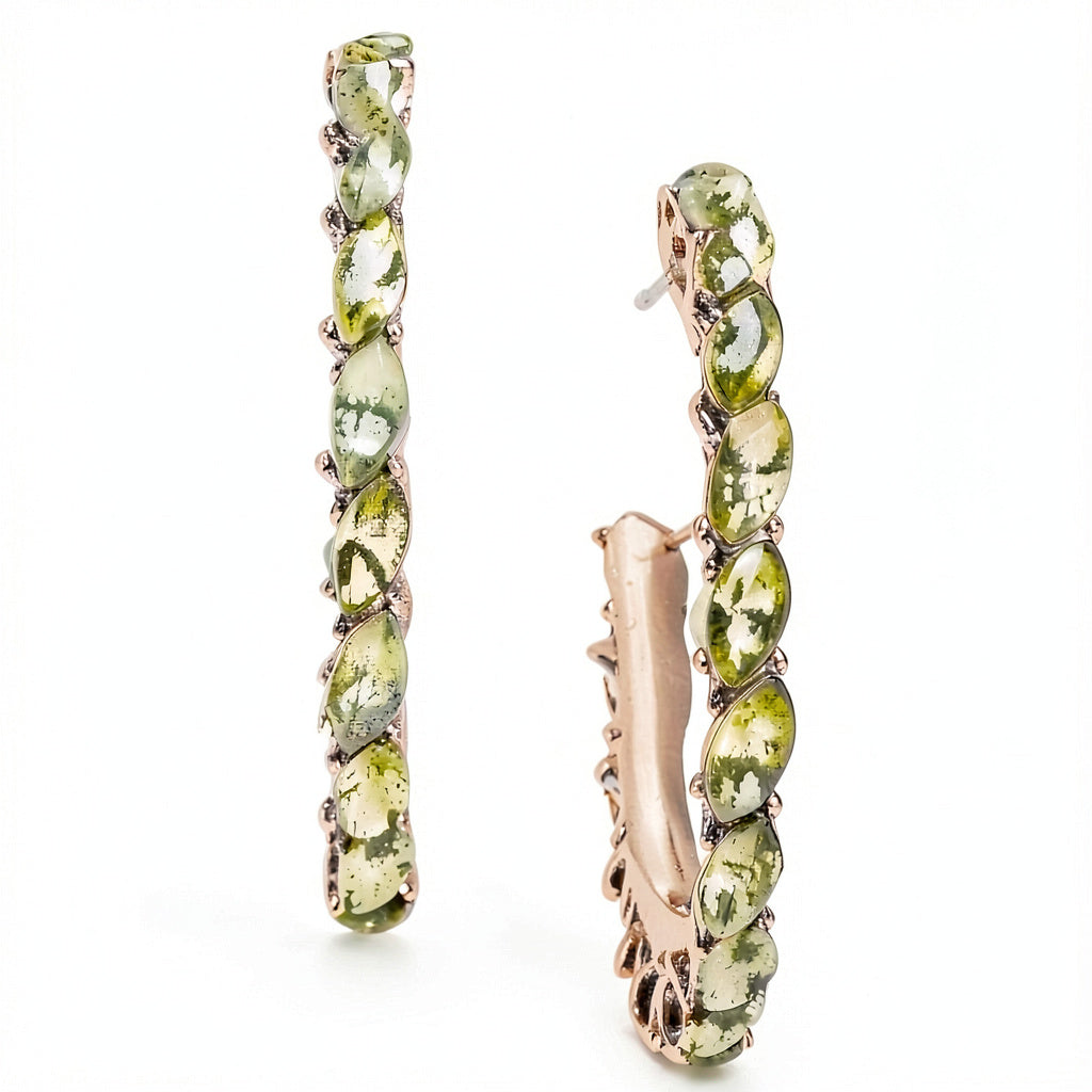 Charter Club Gold-Tone Medium Navette-Stone Open Hoop Earrings