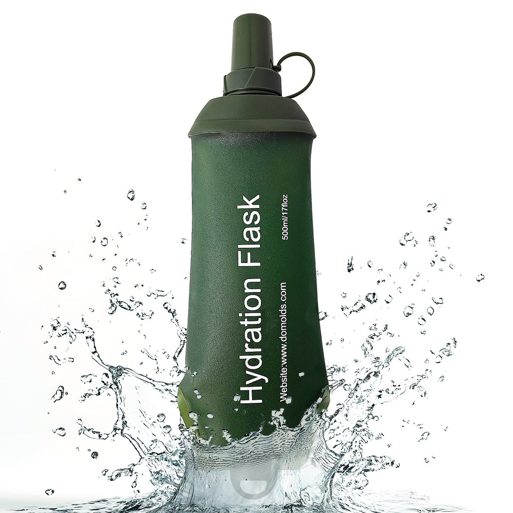 FR Soft Flask Collapsible Soft Water Bottle Running Water Bottle for Hydration Packs - Running & Hiking Folding Water Bottle （Green500ml）