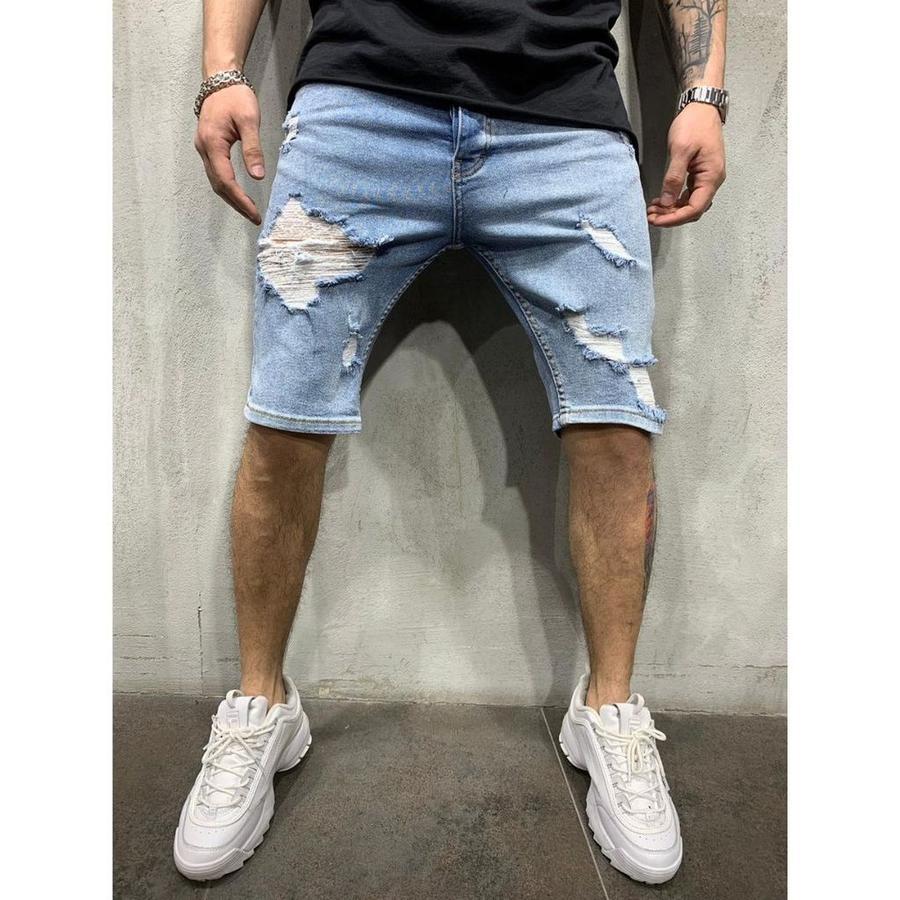 Ripped White Denim Shorts for European and American Style
