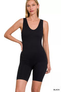 Zenana Ribbed Seamless Sports Romper