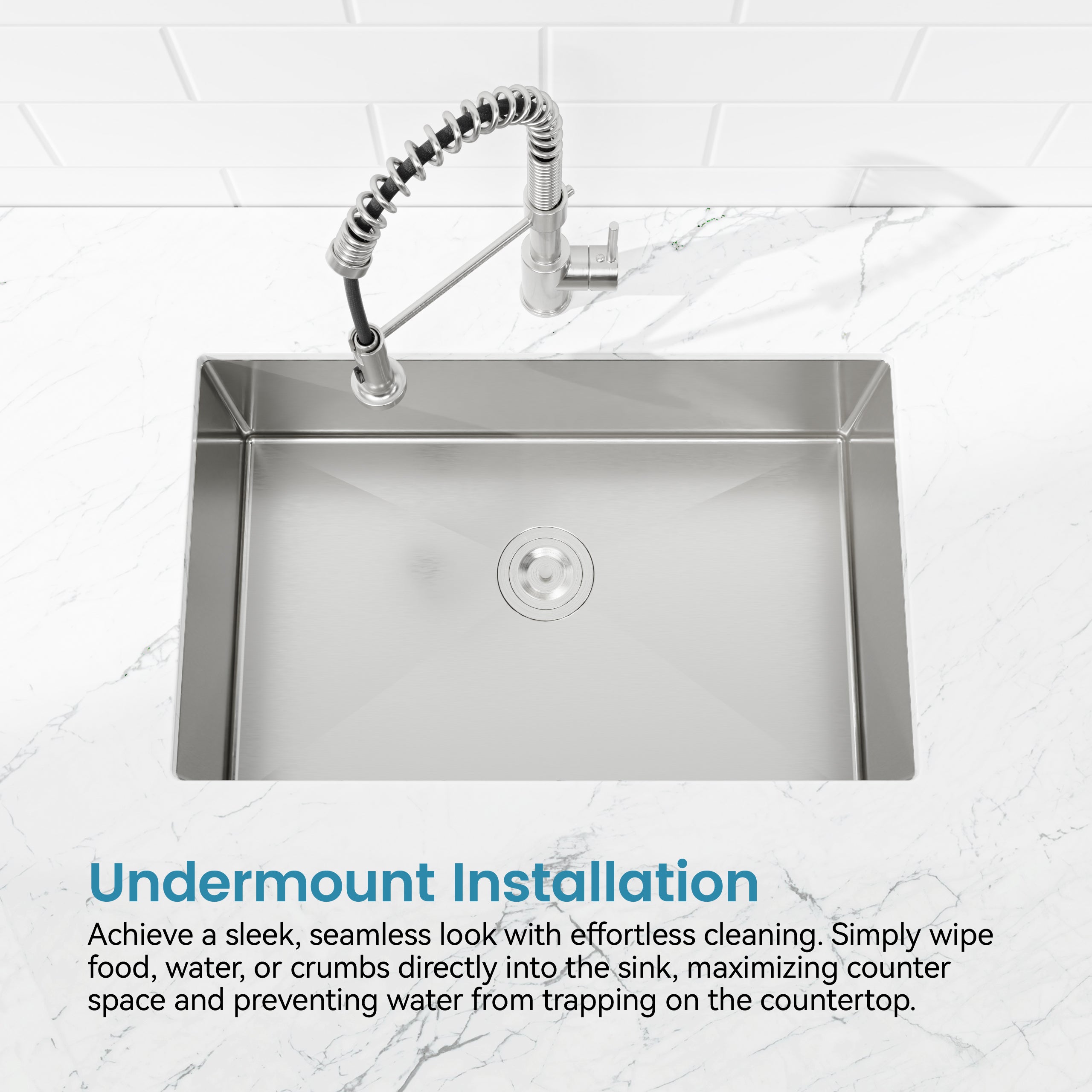 Stainless Steel Kitchen Sink, 30″x19″ Drop In Single Bowl, Undermount Handmade Sink in Brushed Nickel, with US Standard Drain and Hook, LS-SSBR05