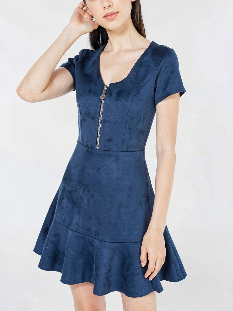 Rosie Harlow Juniors Zip-Front Fit & Flare Dress, Size Medium