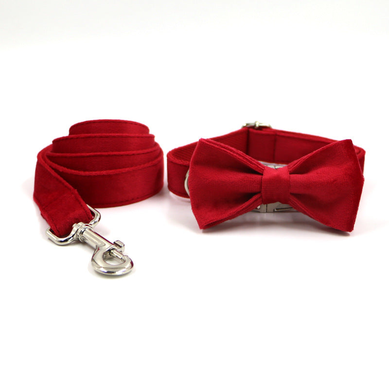 Plaid Dog Collar with Bow Tie and Bow Set
