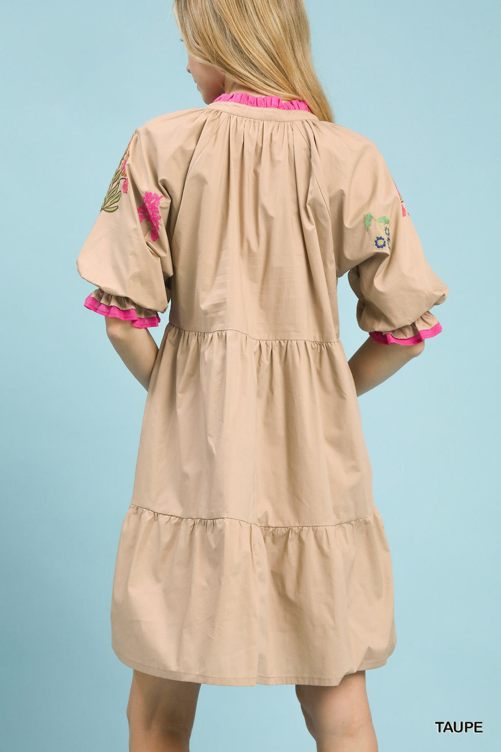 Umgee Embroidered Floral Tiered Dress
