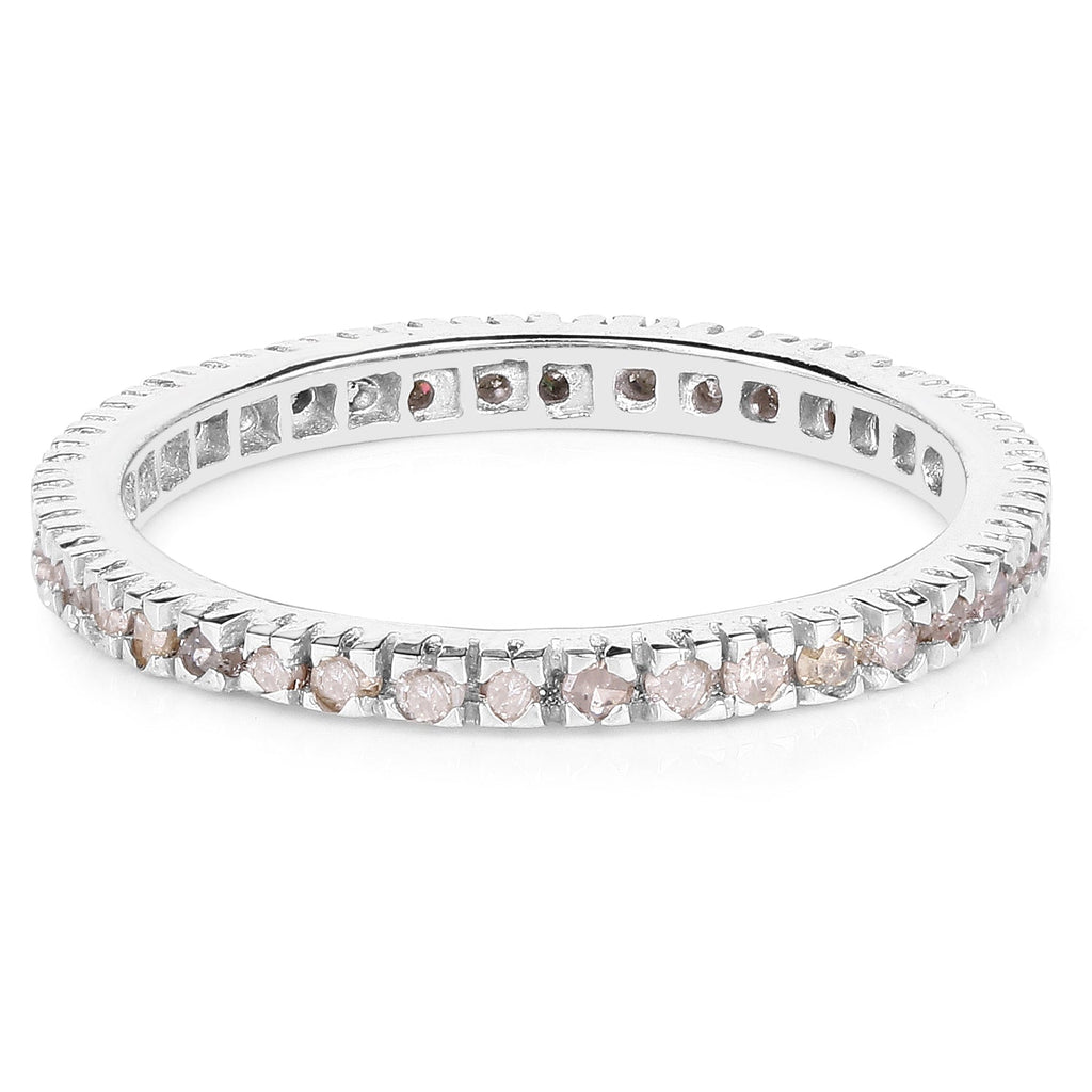 0.57 Carat Genuine Champagne Diamond .925 Sterling Silver Ring
