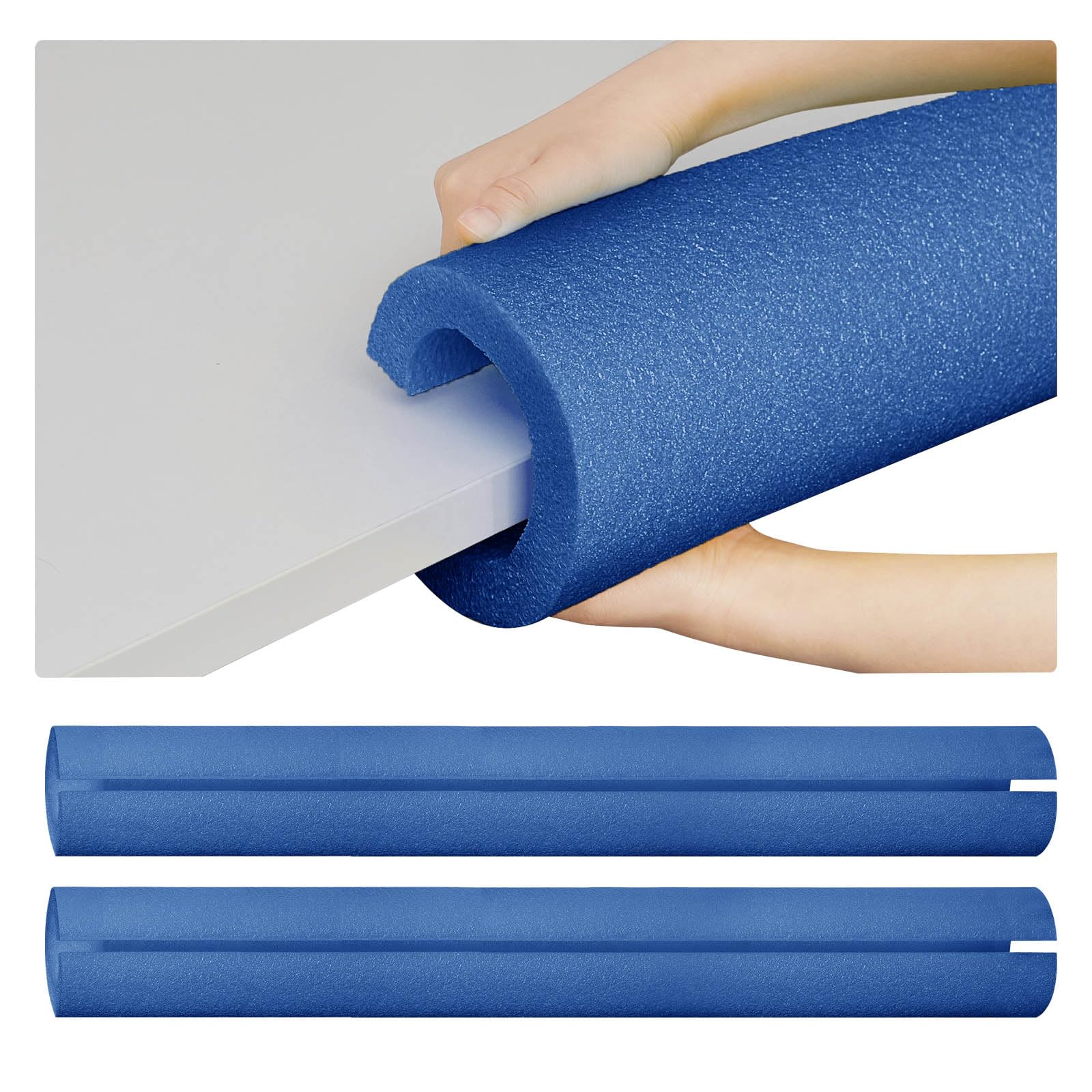 Hanaive 2 Pcs 40 Inch x 4.1 Inch Jumbo Pool Noodles Bulk Pool Noodles Foam Large Pre Slit Clamp Foam Protection Foam Tube Swim Noodles for Swimming Floating Craft Projects Padding Bumper (Blue)