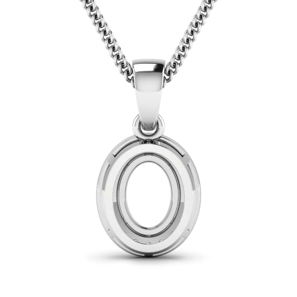 0.18 Carat Genuine White Diamond 14K White Gold Semi Mount Pendant - holds 8x6mm Oval Gemstone