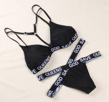 New Women's Bikini with Padding and Letter Design