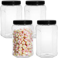 Okllen 4 Pack 70 FL Oz Half Gallon Plastic Jars with Lids Empty Storage Gallon Containers Airtight Canisters for Dry Food Storage Jar Snacks Flour Dog Food BPA Free