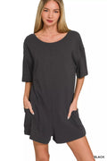 Zenana V or Scoop Neck Reversible 2-Way Romper