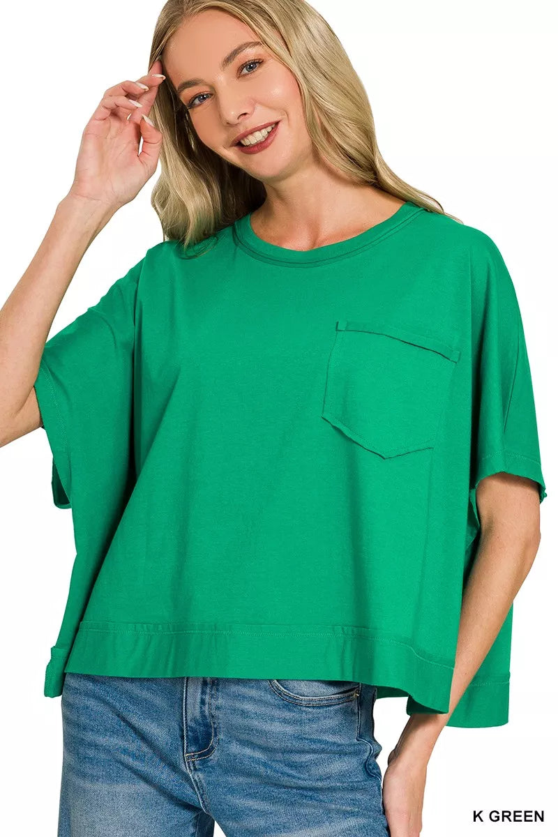 Zenana Exposed Seam Boxy Top