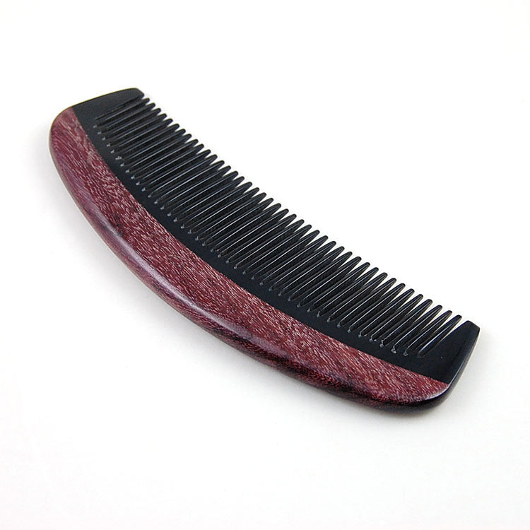 Natural Purple Heart Wood and Horn Hair Comb