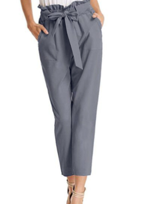 New Autumn 3/4 Length Pants with Ruffle Belt