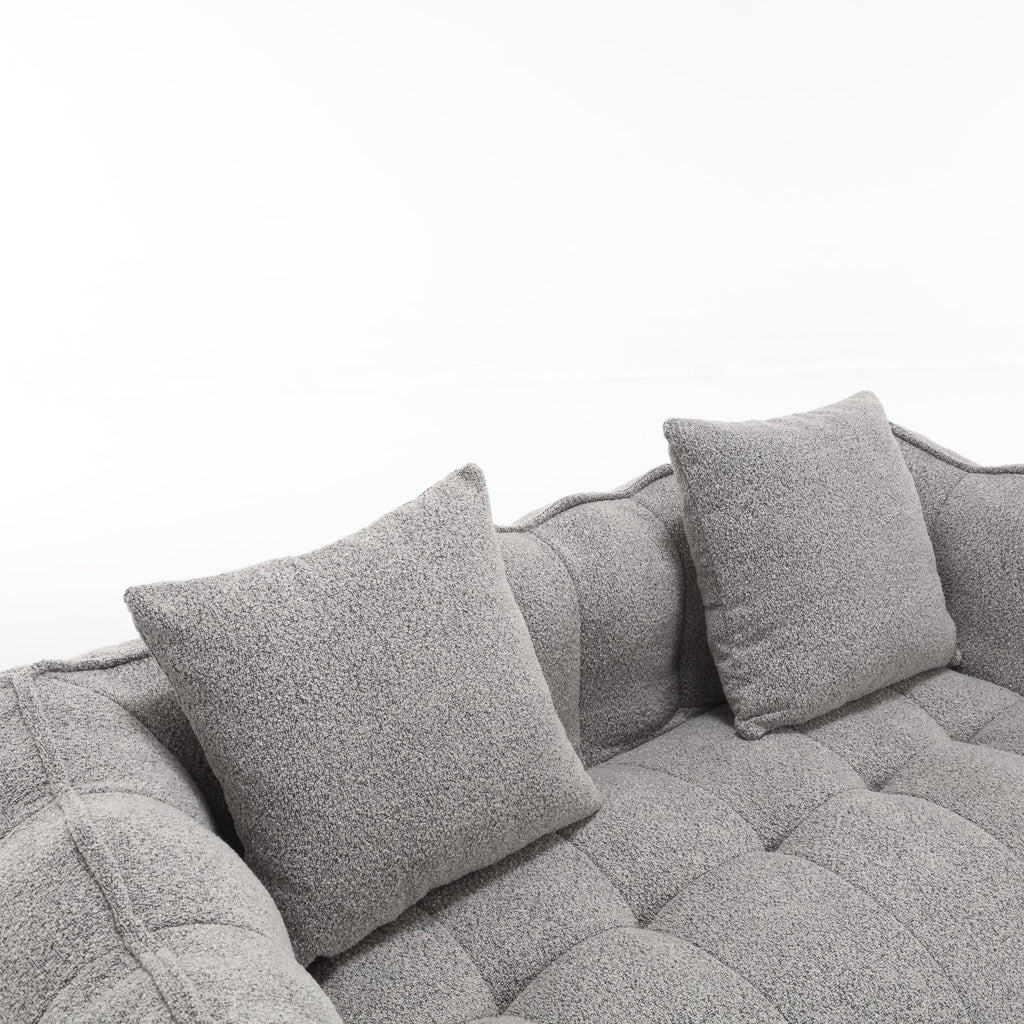 Cozy Beanbag Chair with High Resilience Foam Core for Two - Grey Chenille, 66x35x25 inches