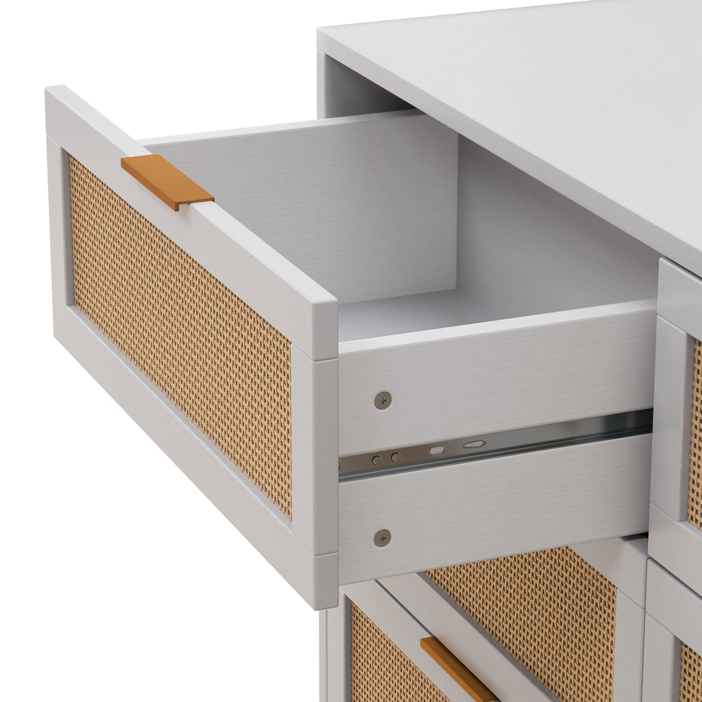 43.31'6-Drawers Rattan Storage Cabinet Rattan Drawer,for Bedroom,Living Room,White