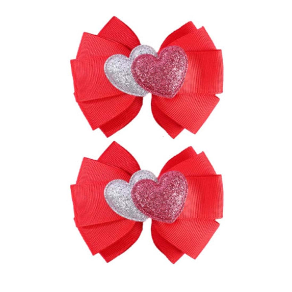 Red Heart Bow Hair Clip Valentines day Hair Bow Hair Clips Hair Accessories for Baby Women Girls Valentines day Headband ZFJ45 (2pcs Heart Bow Set)