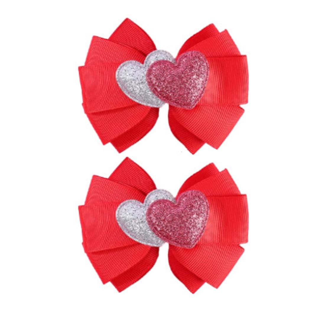 Red Heart Bow Hair Clip Valentines day Hair Bow Hair Clips Hair Accessories for Baby Women Girls Valentines day Headband ZFJ45 (2pcs Heart Bow Set)