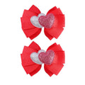 Red Heart Bow Hair Clip Valentines day Hair Bow Hair Clips Hair Accessories for Baby Women Girls Valentines day Headband ZFJ45 (2pcs Heart Bow Set)