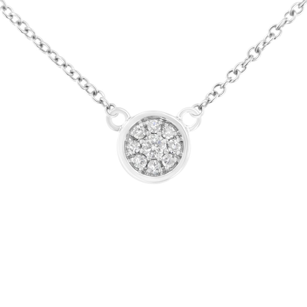 10K White Gold 1/4 Cttw Diamond Flower Pendant Necklace (I-J Color, I2-I3 Clarity) - Adjustable 16-18" chain
