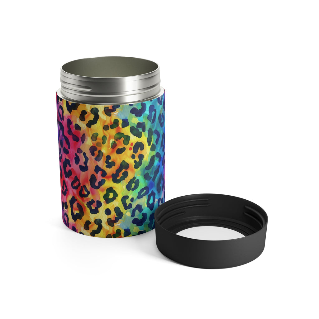 Bespattered Facade Rainbow Watercolor Leopard Can Holder