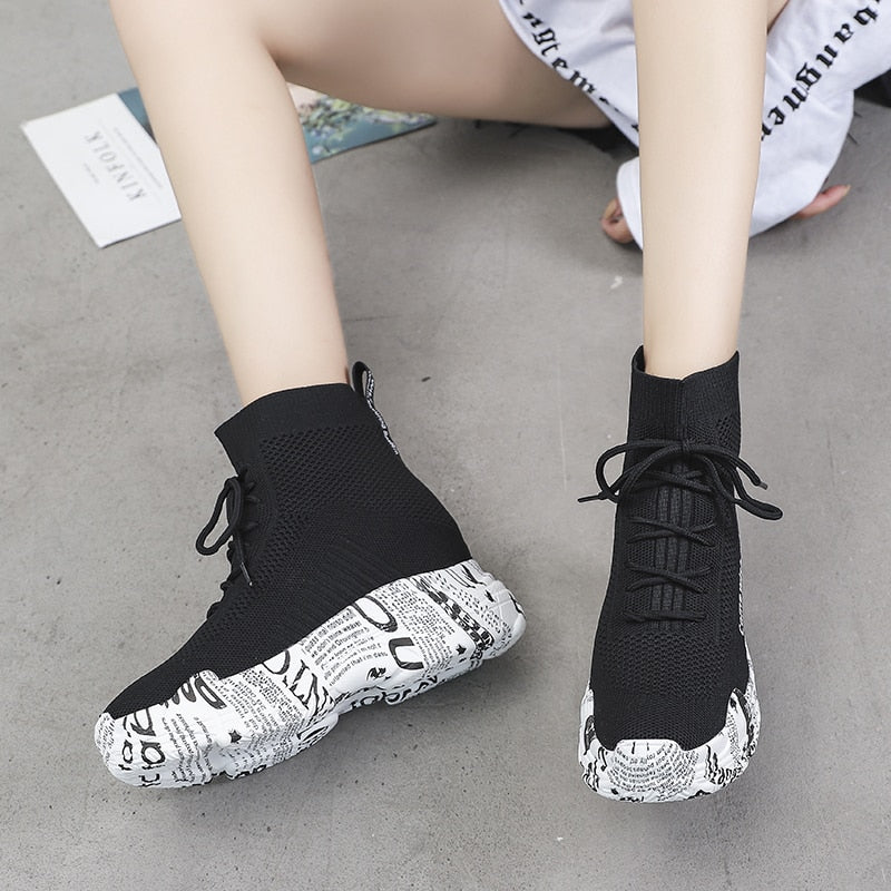 2020 Fall New Thick-Soled High-Top Sock Boots