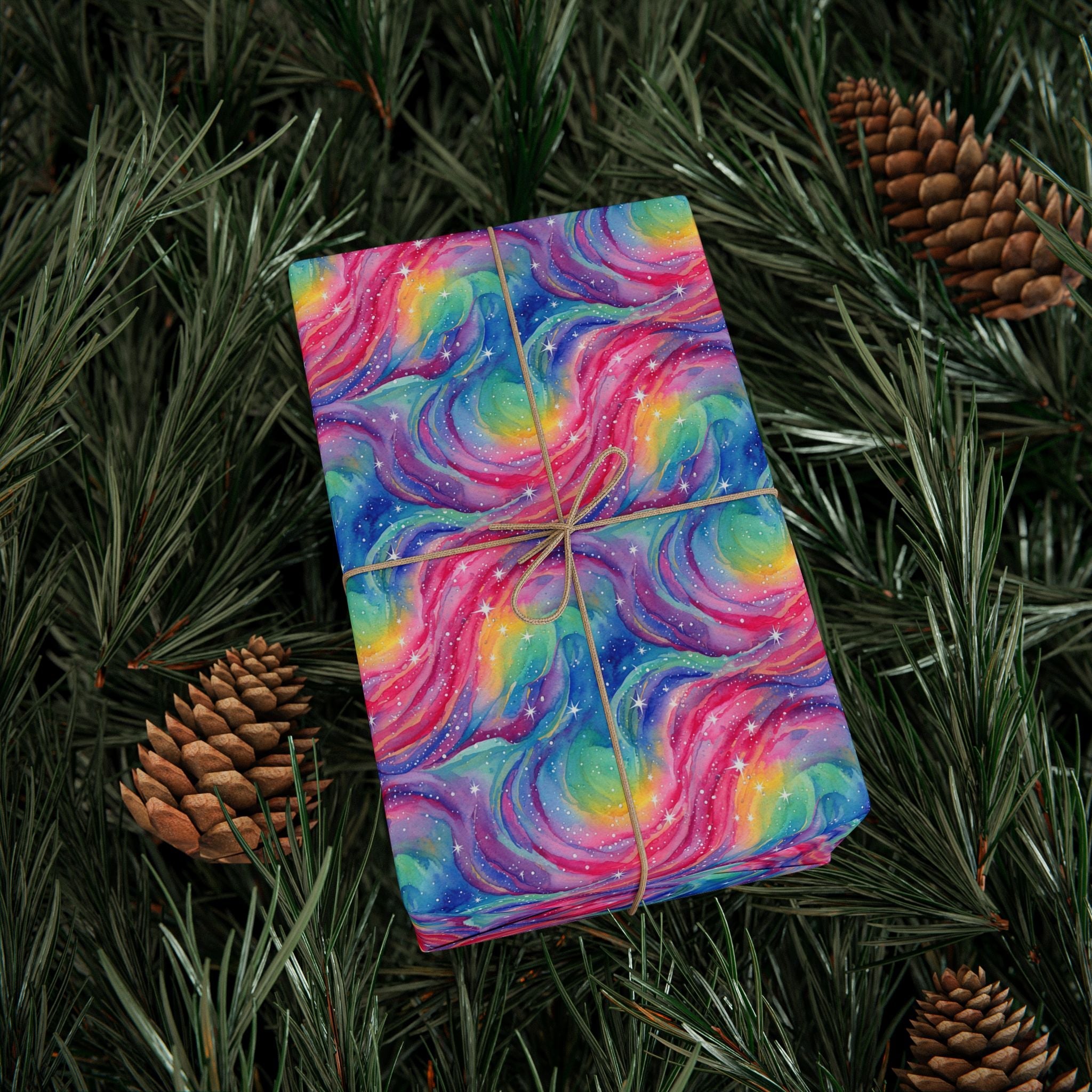 Bespattered Facade Rainbow Nebula Wrapping Paper | Three Sizes | Glossy or Matte
