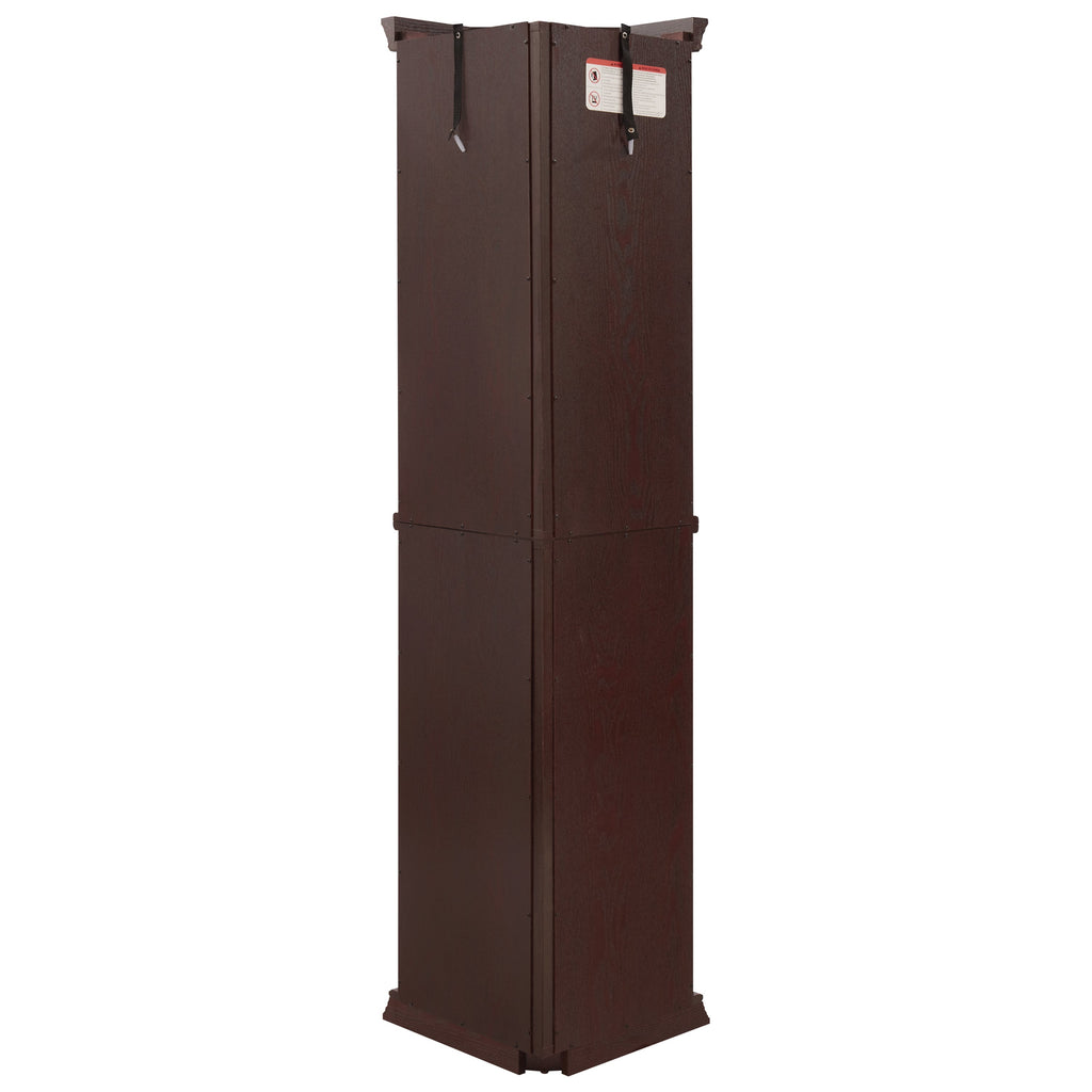 Lighted Corner Curio Cabinet - Glass Display Shelf with Tempered Glass Doors, Adjustable Shelving, and Included Bead Bulb - Ideal Bar Cabinet for Home Decor- DARK CHERRY
