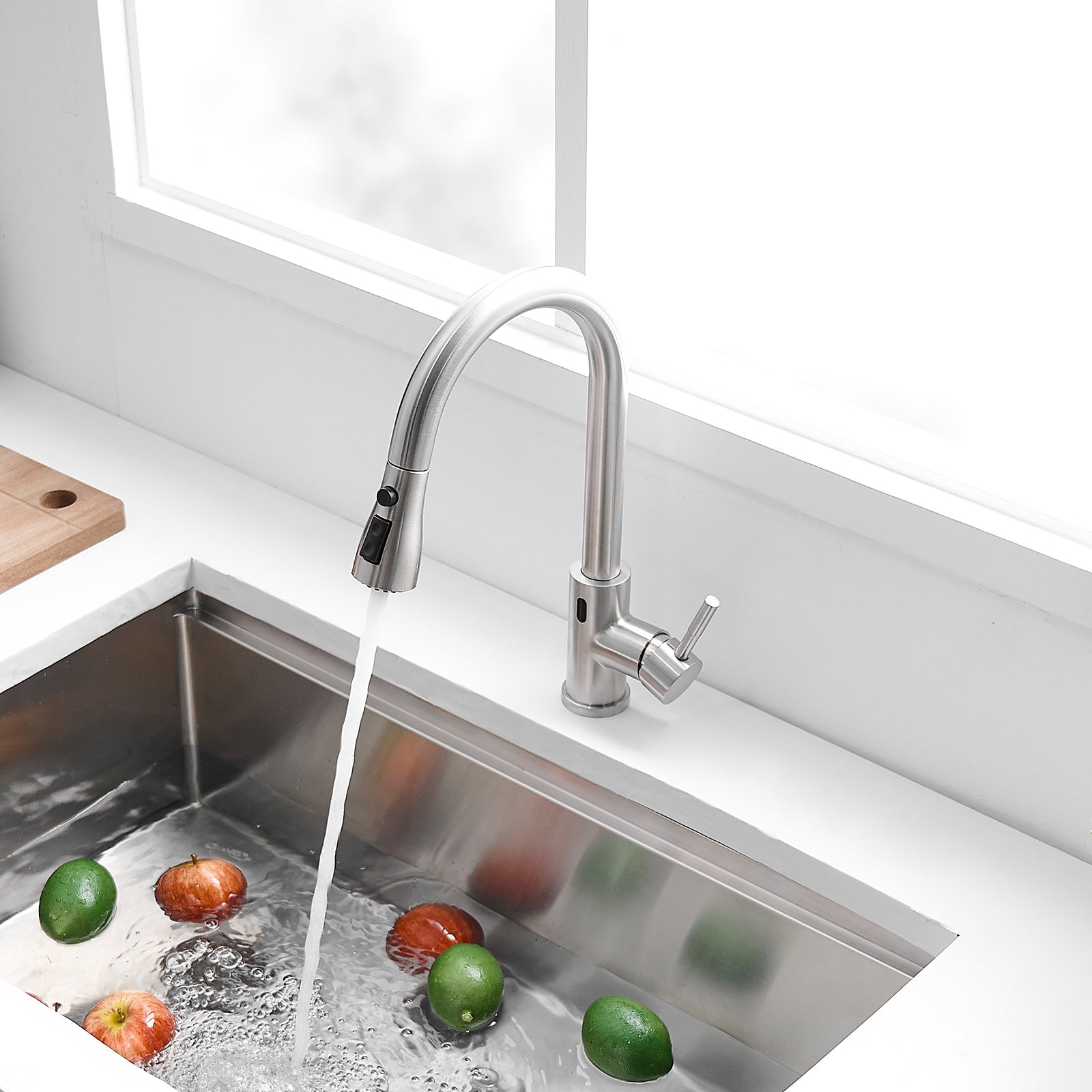 Touchless Kitchen Faucet, Hands Free Automatic Smart Kitchen Faucet, Stainless Steel Touchless Kitchen Faucet