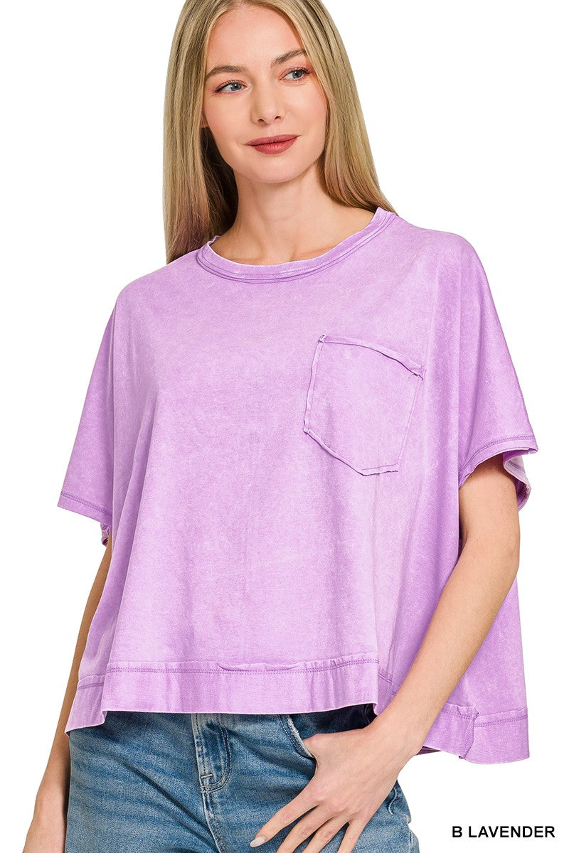 Zenana Acid Washed Oversized Top & Shorts Set