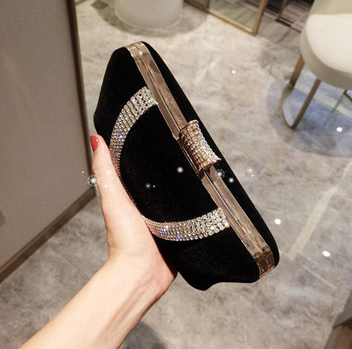 2020 Velvet Clutch Evening Bag with Rhinestones