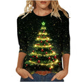 Women Clothes Big Christmas Tree Shirts for Women Plus Size T-Shirts Xmas Gifts 3/4 Length Sleeve Tops Graphic Tees Tunic Pullover Holiday Outfit