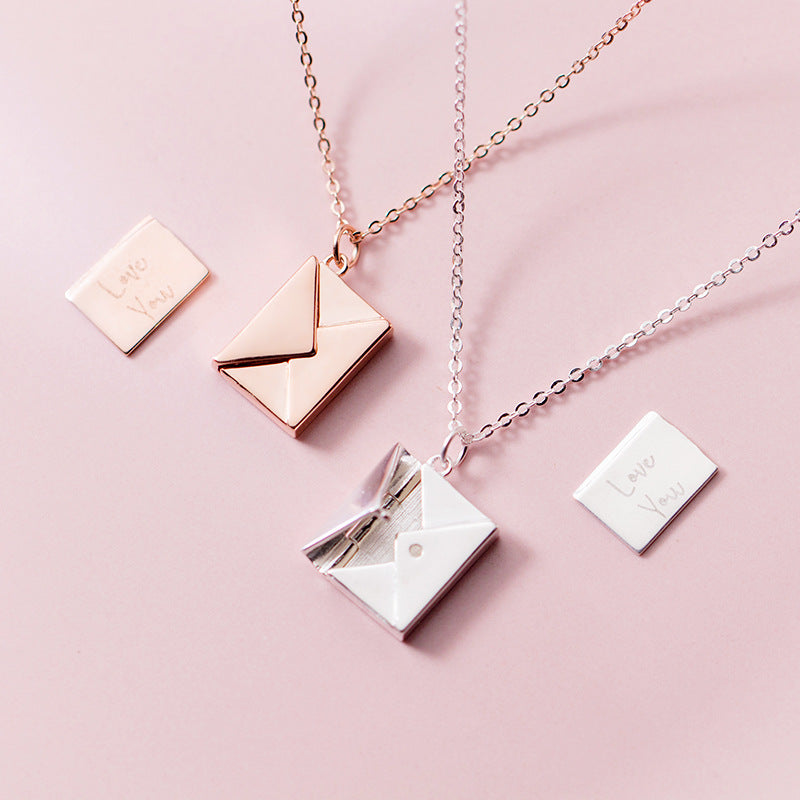Square Envelope Pendant Necklace, Clavicle Chain