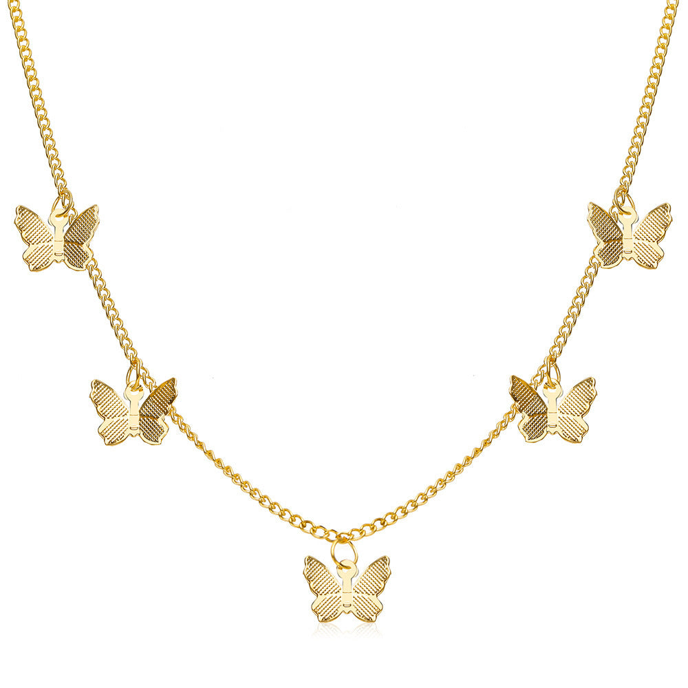 Elegant Geometric Butterfly Clavicle Chain Necklace