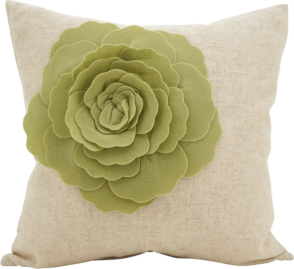 Saro Lifestyle Rose Flower Statement Throw Pillow, 18 x 18""