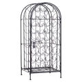 HOMCOM 35 Bottle Wrought Iron Wine Rack Cabinet with Lock - Black