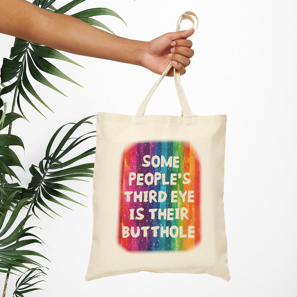 Bespattered Facade Rainbow "Third Butthole Eye" Canvas Tote Bag Reusable Carryall