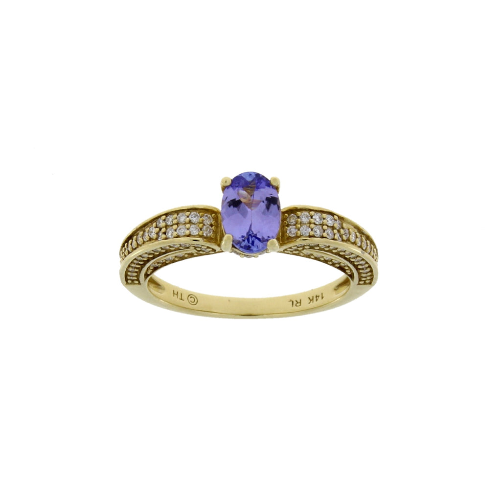 1.45ct Tanzanite Diamond Eng Only 14KT Yellow Gold