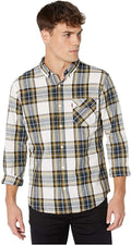 Levis Mens Plaid Button-Down Shirt, Med Marshmallow