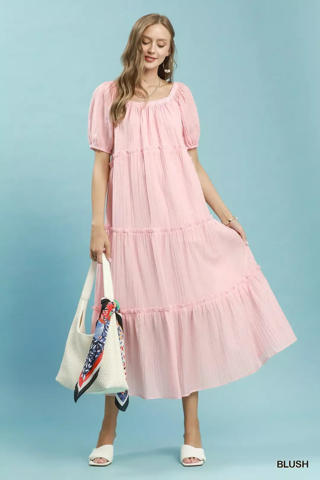 Umgee Textured Tiered Midi Dress