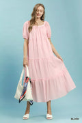 Umgee Textured Tiered Midi Dress