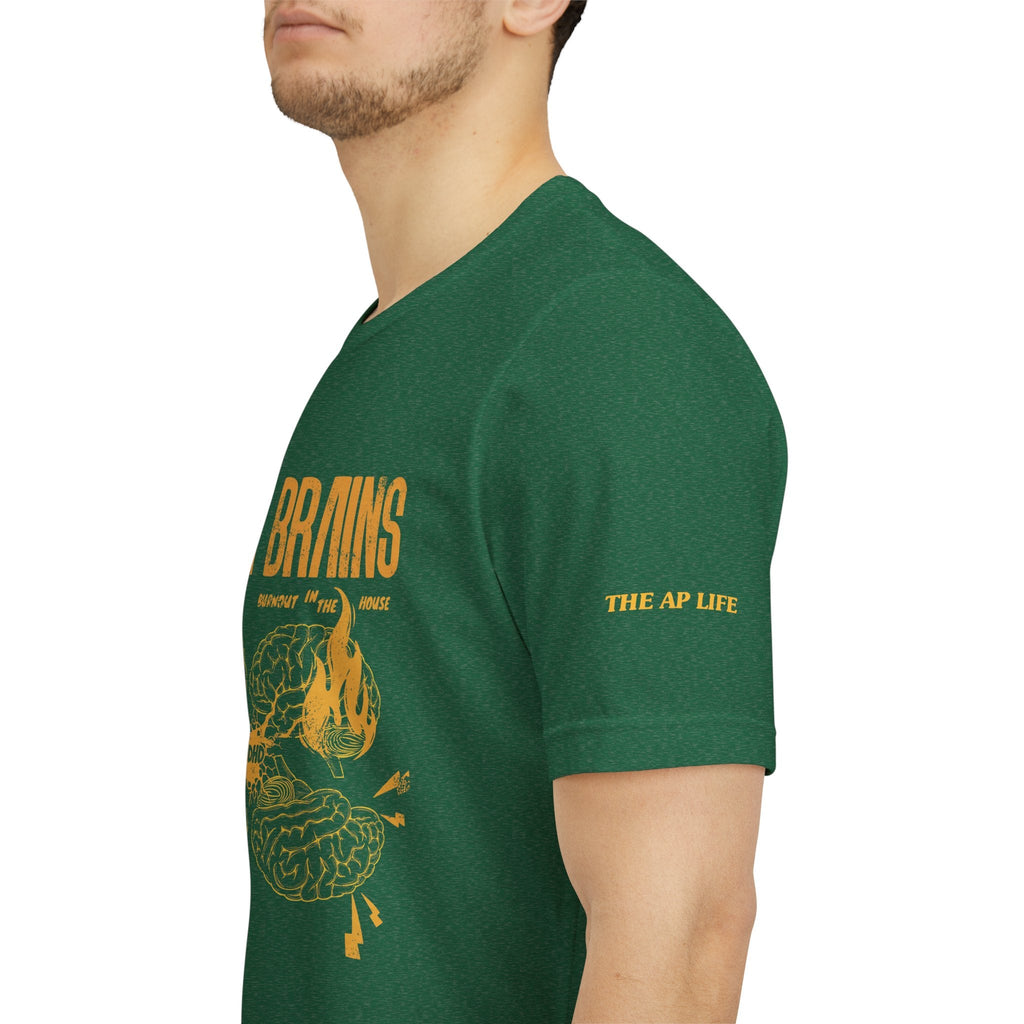 Taxing Brains - Burnout in the House - AuDHD - Adult Unisex Jersey Tee
