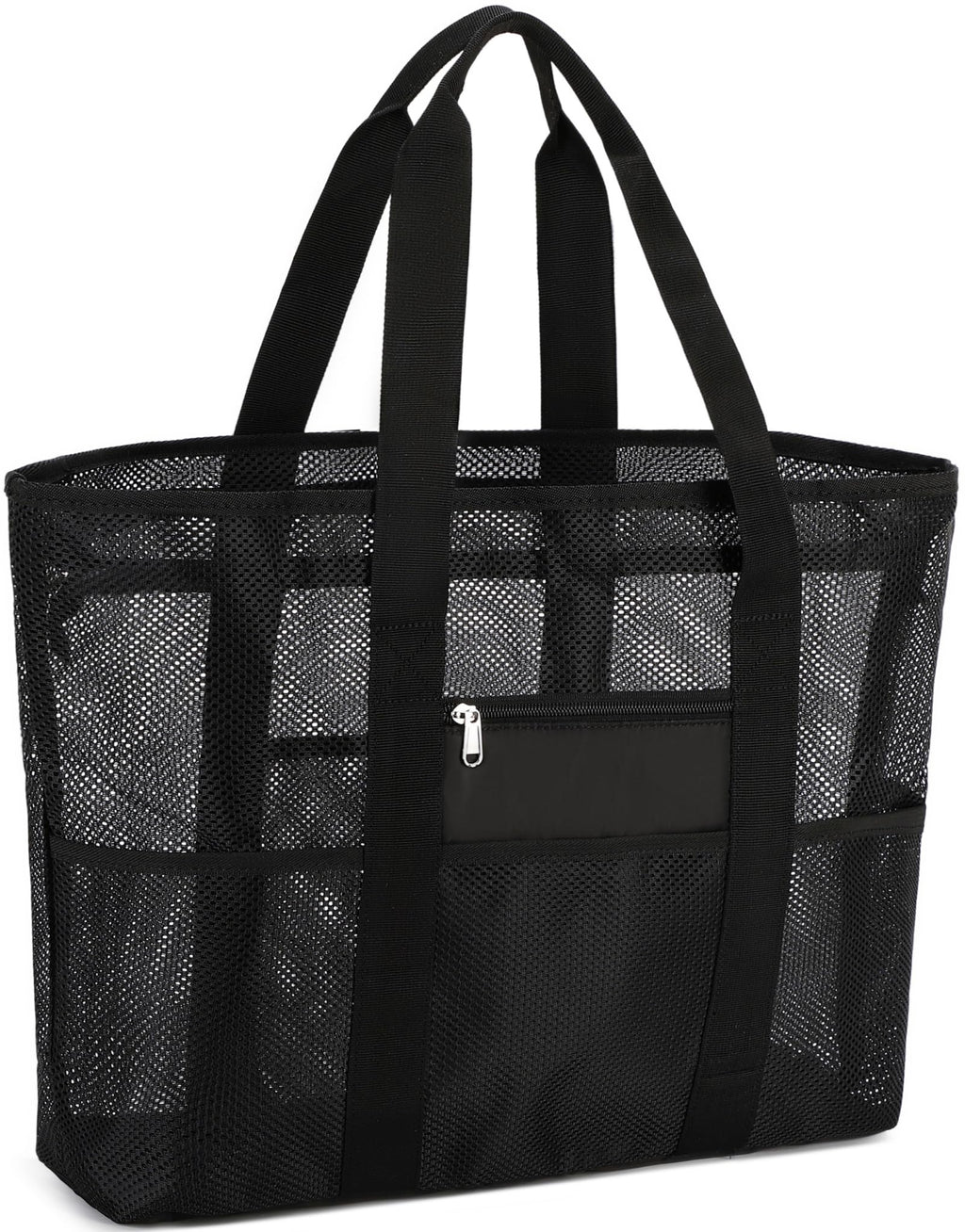 CAMTOP Beach Bags for Women Mesh Beach Tote Bag with Zipper Kids Shell Bags Large Pool Swim Vacation