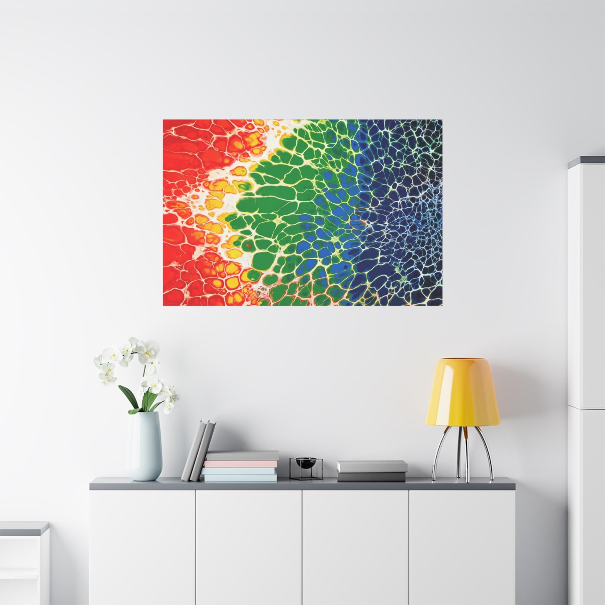 Bespattered Facade Rainbow Seaside Stretched Matte Canvas Art Prints | Multiple Sizes
