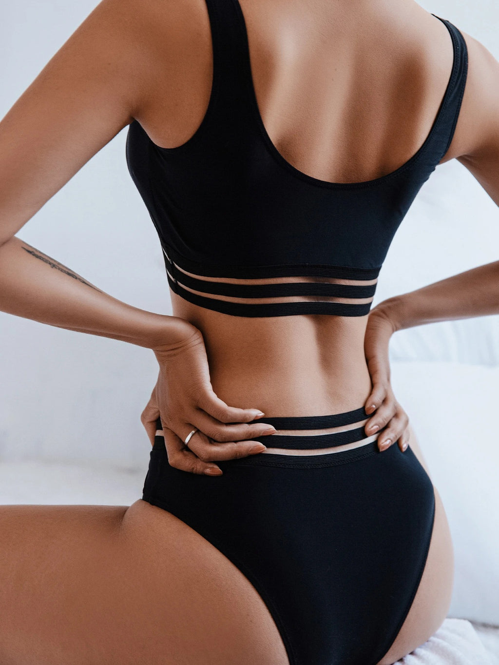 2022 New Women's High-Waist Black Bikini Set