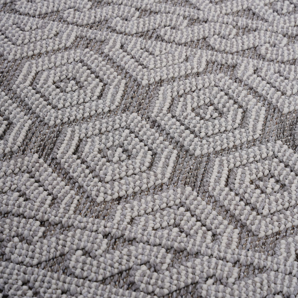 NAAR Guros Collection 2X8 Grey / White / Geometric Indoor / Outdoor Runner Rug