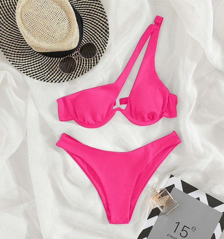 2024 New Women's Sexy One-Shoulder Bikini Swimsuit