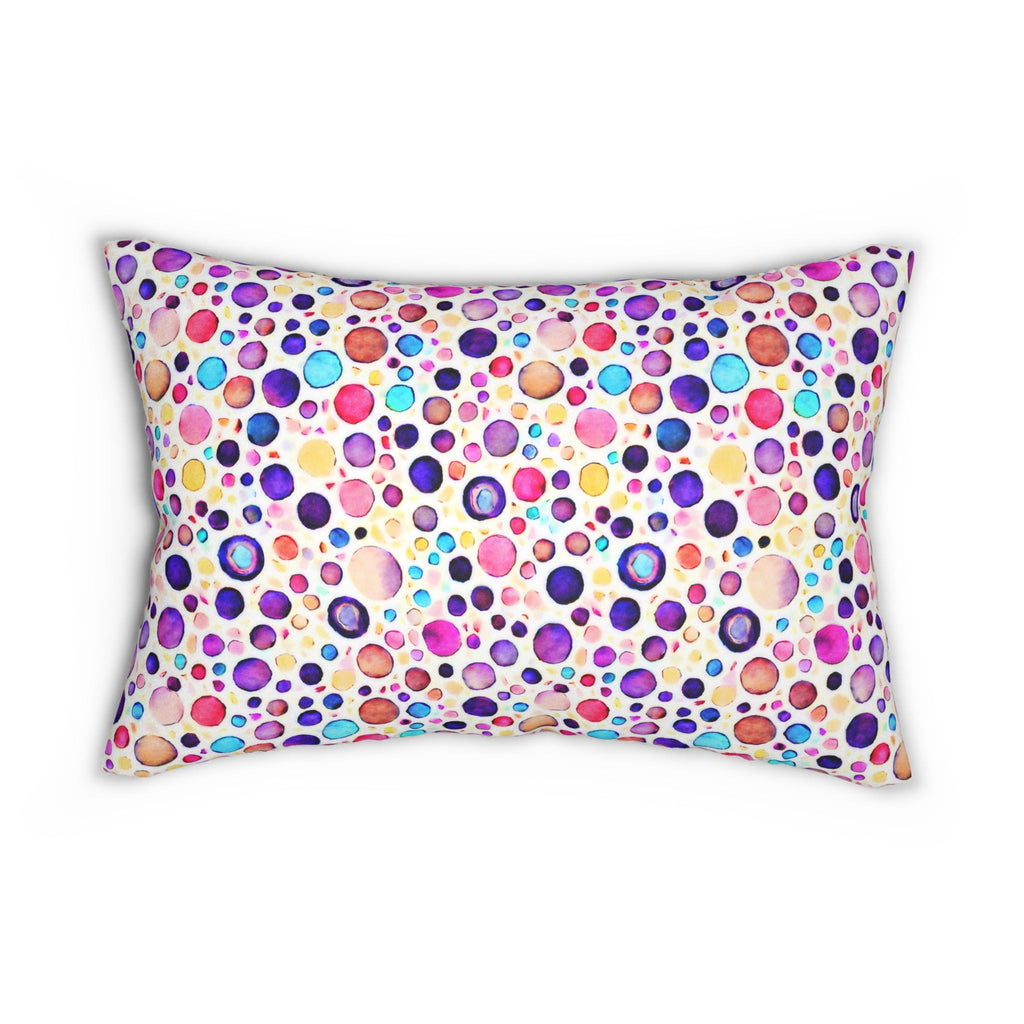 Bespattered Facade Colorful Dots Lumbar Throw Pillow