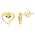 14K Yellow Gold 1/8 Cttw Diamond Journey Heart Hoop Earrings (K-L Color, I1-I2 Clarity)