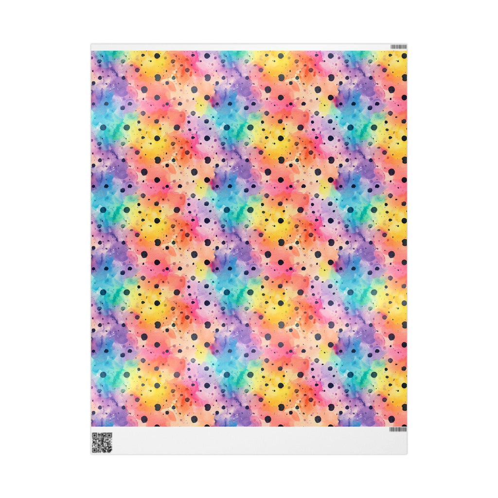 Bespattered Facade Rainbow Watercolor Dots Wrapping Paper | Three Sizes | Glossy or Matte