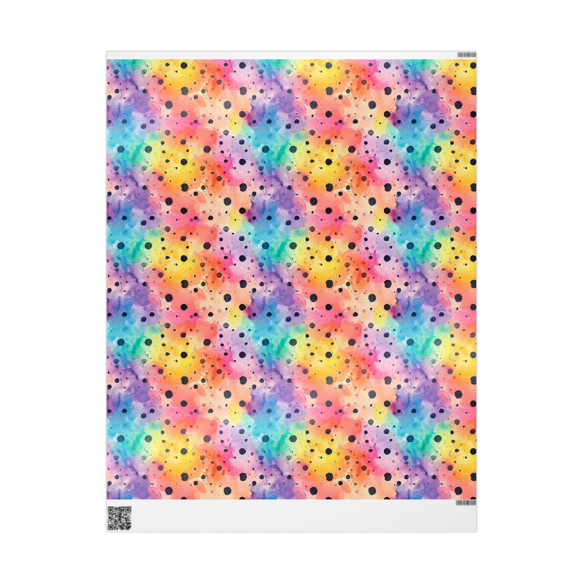 Bespattered Facade Rainbow Watercolor Dots Wrapping Paper | Three Sizes | Glossy or Matte